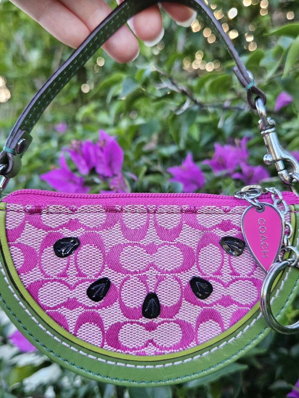 Rare Coach Watermelon Coin Purse Pink Green Signature Y2K Bag Charm